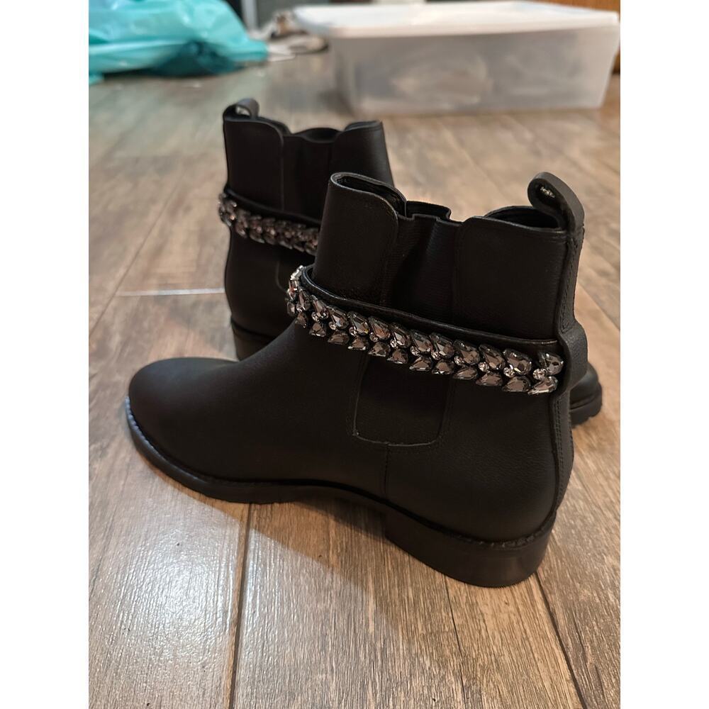 White House Black Market Women's Black LILY GEM Leather Chelsea Boots Size 9M View 6